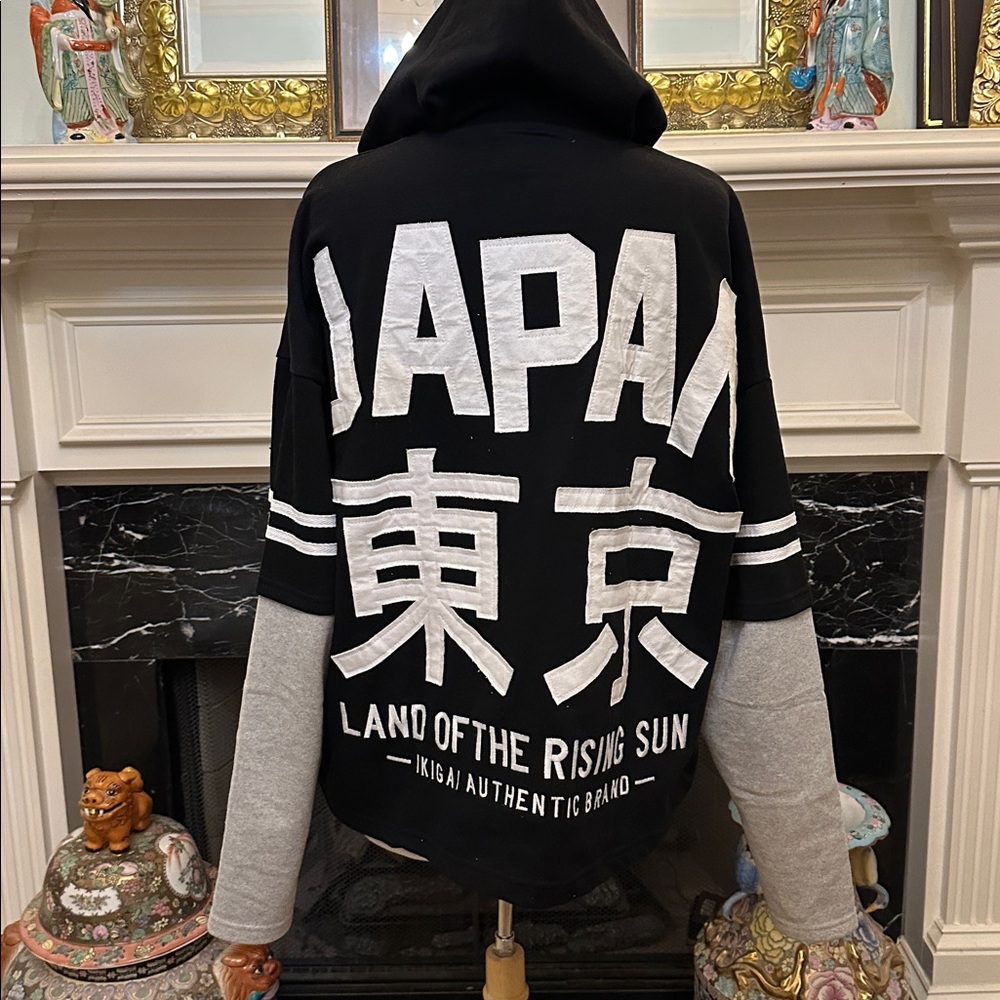 “Jkjgaj” Black, White & Gray Fully Appliquéd Tokyo Hoodie - Picture 3 of 4